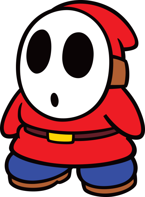 Illustration depicting Nintendo character Shy Guy.